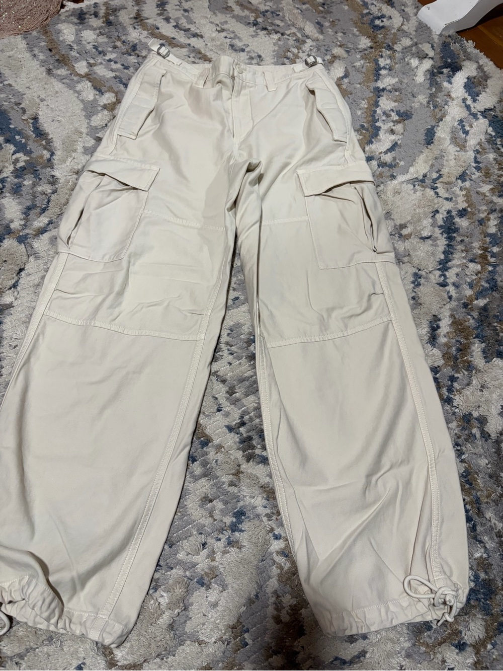 TNA Cream Cargo Utility Trousers